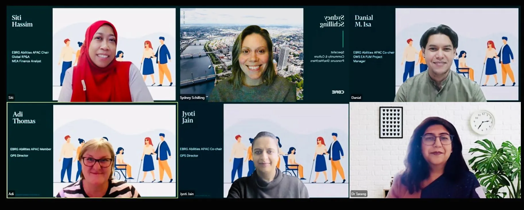 Dr Tarang and CBRE participants on the online workplace inclusivity discussion.