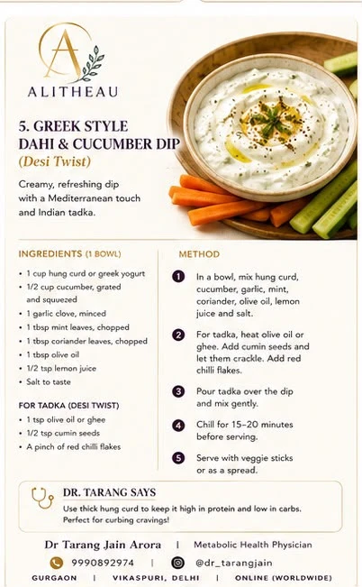 Original supplied recipe card: Greek-style dahi & cucumber dip