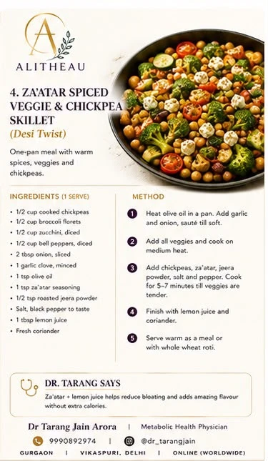 Original supplied recipe card: Za’atar vegetable & chickpea skillet